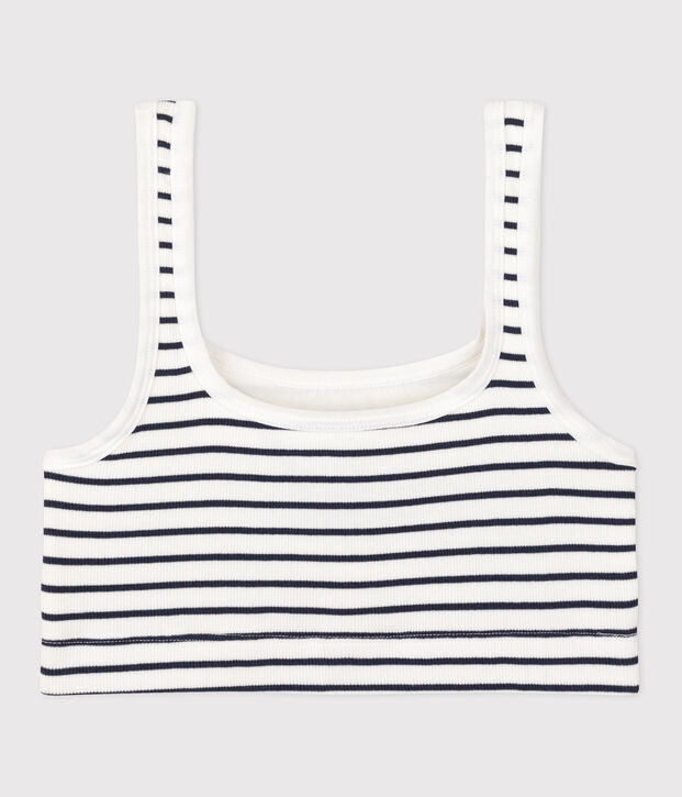 Women's striped cotton and elastane bra top white/blue