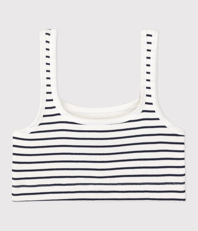 Women's striped cotton and elastane bra top white/blue
