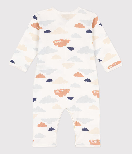 Babies' Printed Footless Cotton Sleepsuit MARSHMALLOW /CHALOUPE