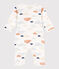 Babies' Printed Footless Cotton Sleepsuit MARSHMALLOW /CHALOUPE