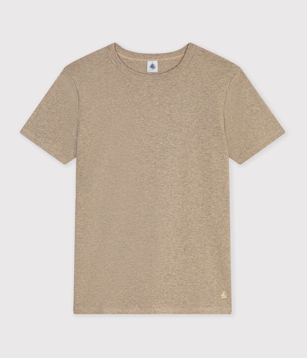 Women's short-sleeved plain cotton T-shirt beige