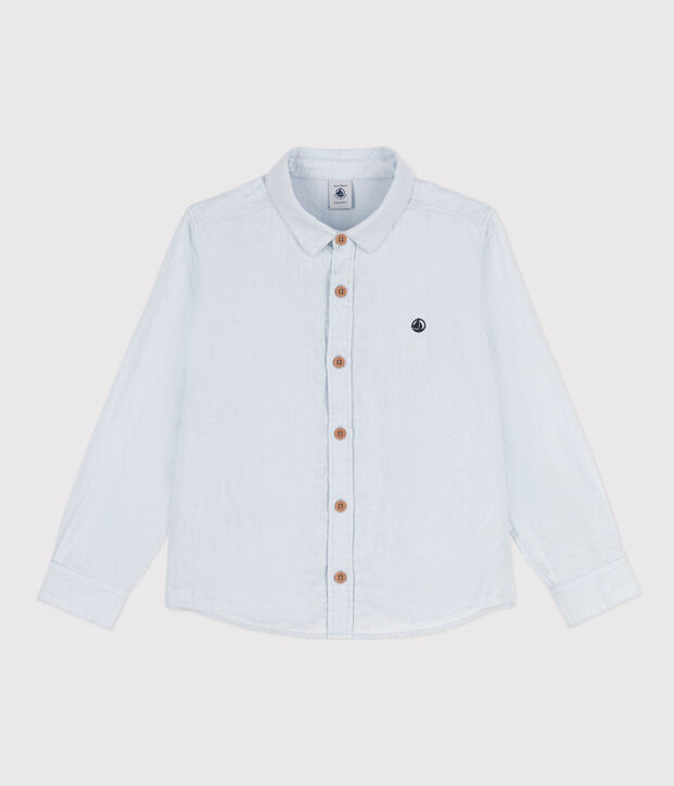 Boys' Long-Sleeved Linen Shirt blue