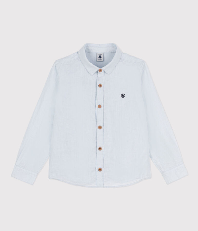 Boys' Long-Sleeved Linen Shirt blue