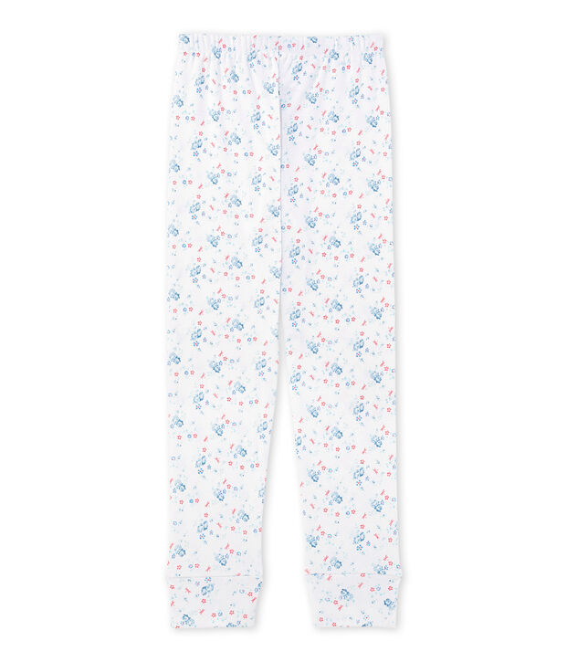 Girls' coordinating print pyjama bottoms white/blue/multicolor