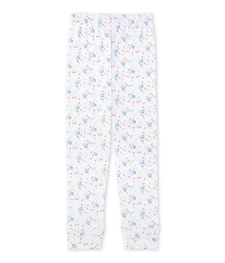 Girls' coordinating print pyjama bottoms white/blue/multicolor