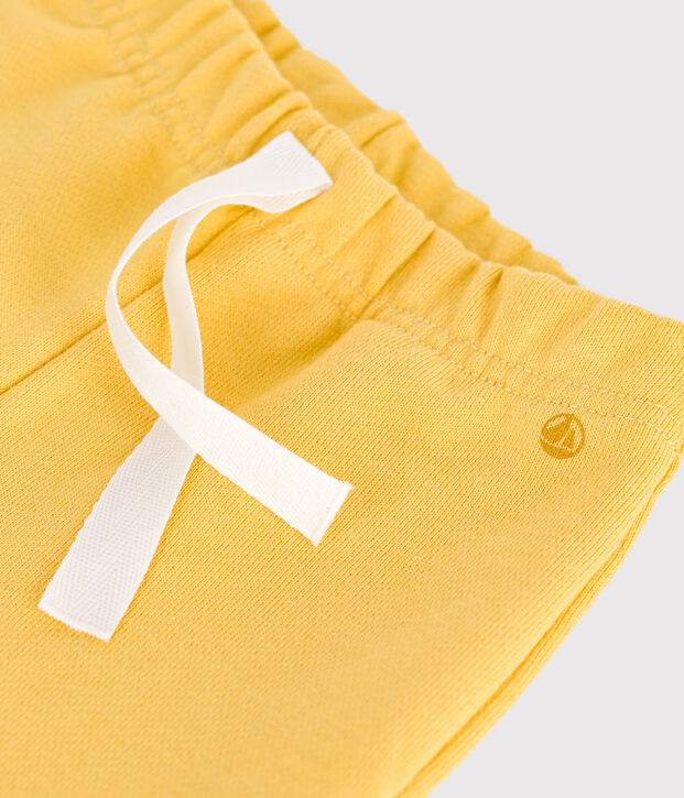 Babies' jogging bottoms in plain cotton yellow
