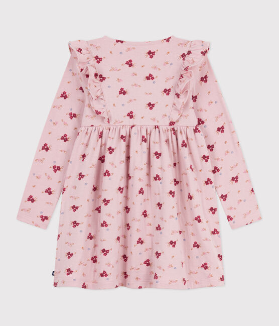 Children's long-sleeved cotton dress JOLI pink/MULTICO white