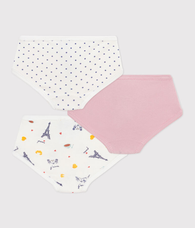 Pack of children's high-waisted Paris-print cotton pants variante 1