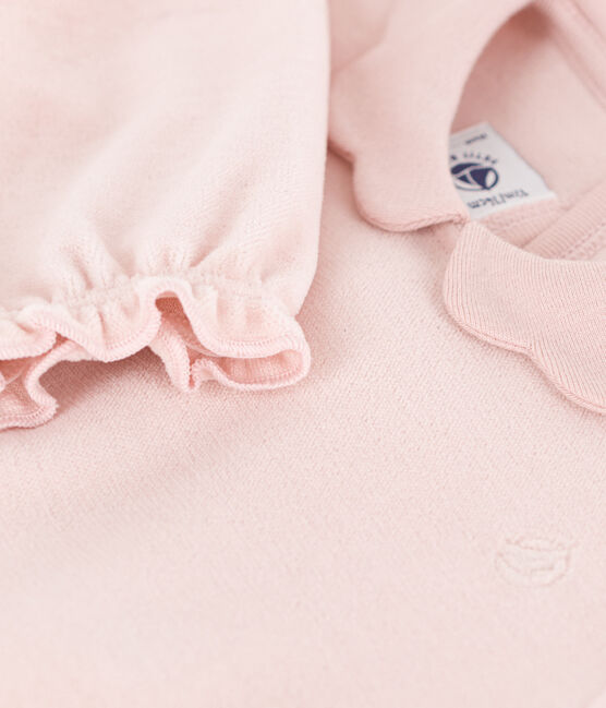 Babies' Plain Pink Velour Pyjamas SALINE pink