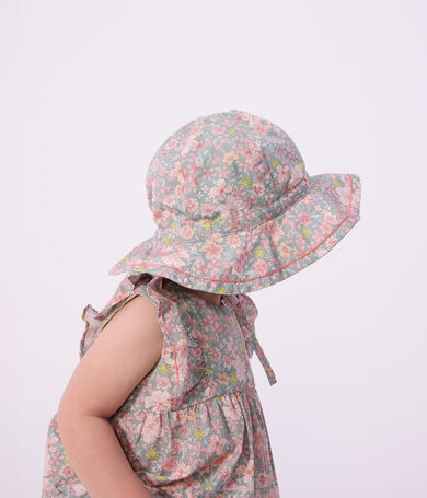 Baby girls' floral print wide brimmed floppy hat