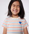 Children's short-sleeved stripy cotton dress with a heart badge AVALANCHE white/MULTICO