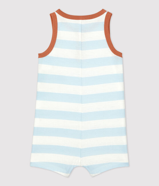 Babies' Striped Jersey Short Playsuit PLEINAIR /MARSHMALLOW