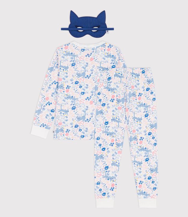 Children's floral print cotton fancy dress pyjamas white/multicolor