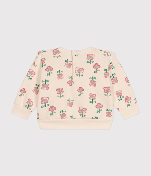 Babies' fleece sweatshirt Ecru/multicolor
