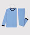 Boys' Pinstriped Cotton Pyjamas RUISSEAU blue/MARSHMALLOW white