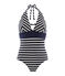 Women's 1-piece swimsuit ABYSSE blue/MARSHMALLOW white