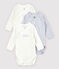 Babies' Long-Sleeved Wrapover Organic Cotton Bodysuits - 3-Pack variante 1