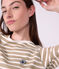 Women's long-sleeved cotton Breton top beige/white