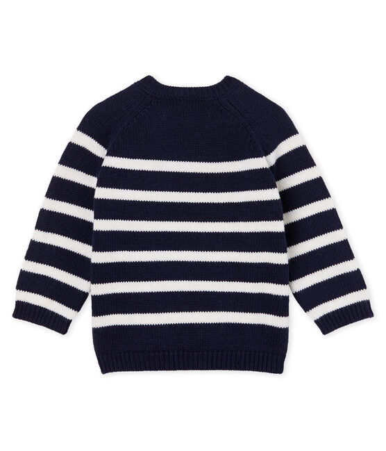 Baby Boys' Striped Wool/Cotton Pullover SMOKING blue/MARSHMALLOW white