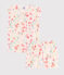 Girls' Ribbed Short Floral Pyjamas MARSHMALLOW white/MULTICO white