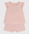 Babies' Plain Cotton Gauze Outfit Set SALINE pink