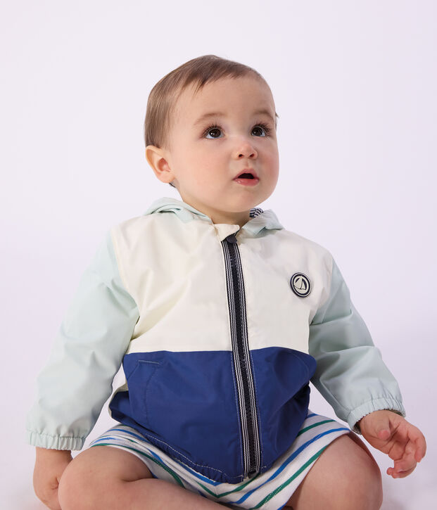 Babies' colour block printed windbreaker, pinstripe lining blue/multicolor