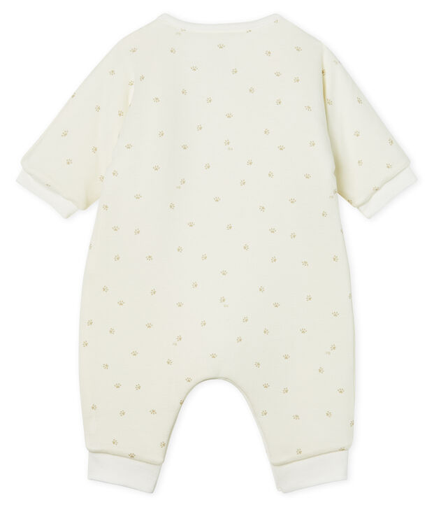Babies' Long Jumpsuit in Padded Rib Knit white/grey