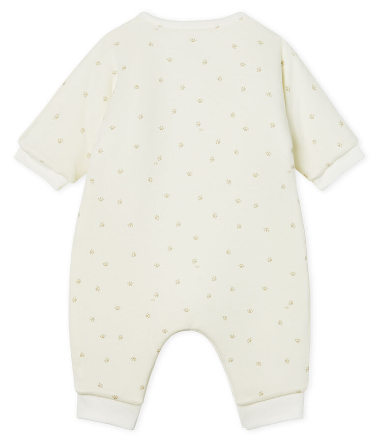 Babies' Long Jumpsuit in Padded Rib Knit MARSHMALLOW white/SOURICEAU CN grey