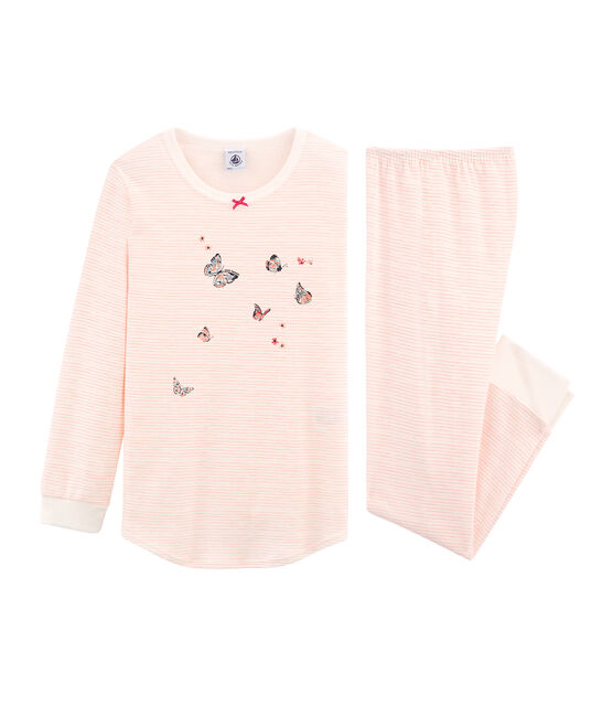 Girls' Pyjamas in Cotton MARSHMALLOW white/ROSAKO pink