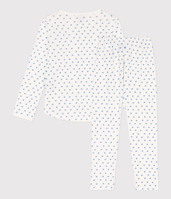 Girls' Spotted Cotton Pyjamas MARSHMALLOW white/EDNA