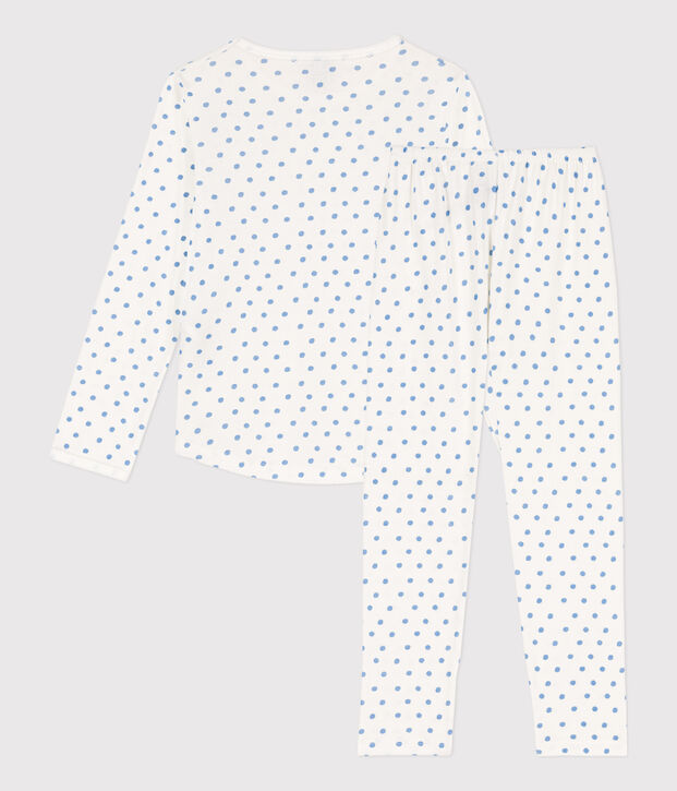 Girls' Spotted Cotton Pyjamas white/blue