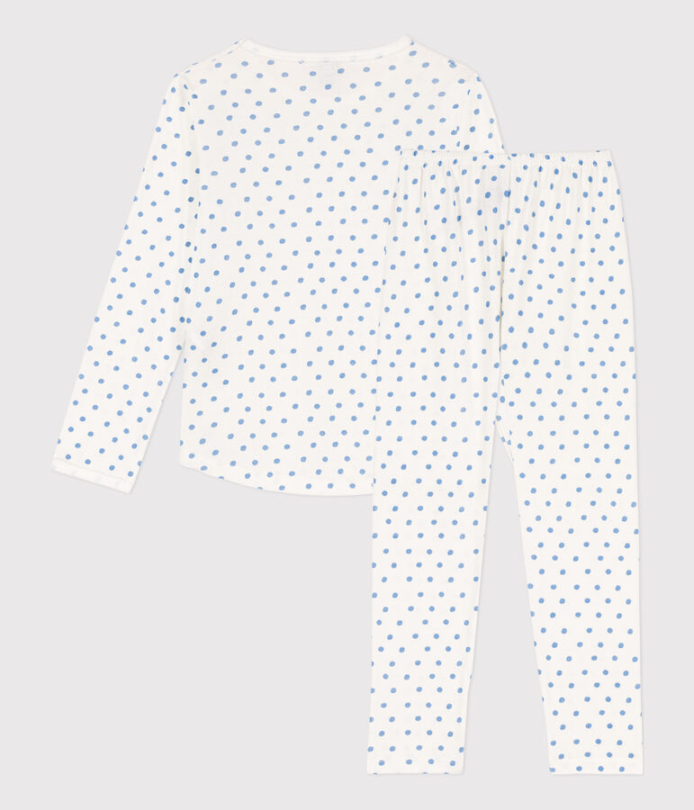 Girls' Spotted Cotton Pyjamas white/blue