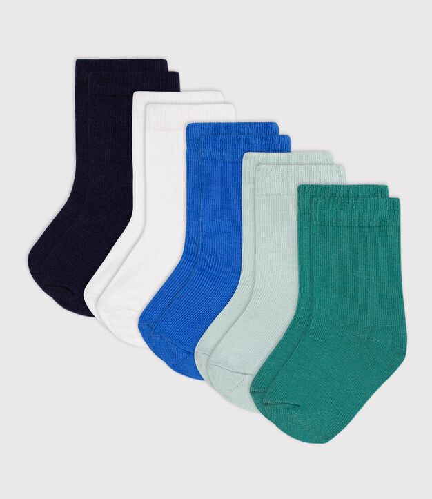 Babies' plain cotton socks - 5-pack multicolor
