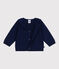 Babies' plain wool and cotton knit cardigan with a collar SOIR