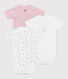Babies' short-sleeved printed cotton wrapover bodysuits - 3-Pack
