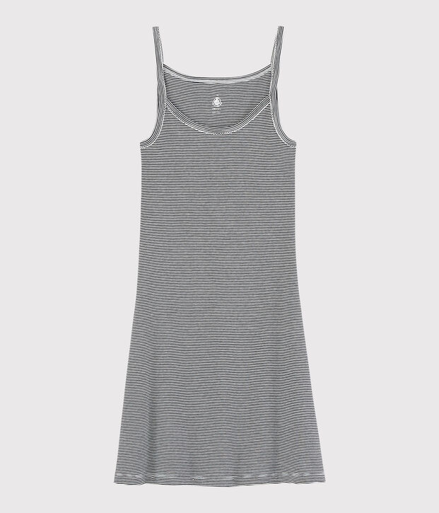 Women's Iconic Strappy Striped Cotton Dress blue/white