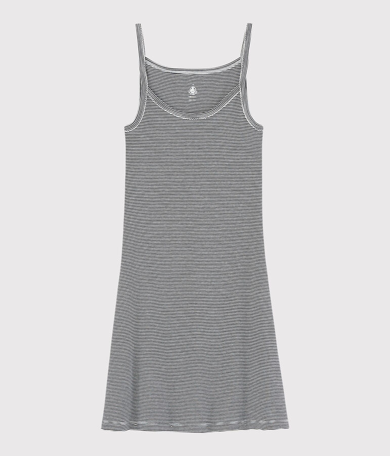 Women's Iconic Strappy Striped Cotton Dress SMOKING blue/MARSHMALLOW white