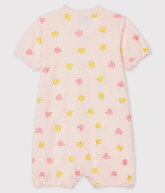 Baby Girls' Rib Knit Playsuit FLEUR pink/MULTICO white
