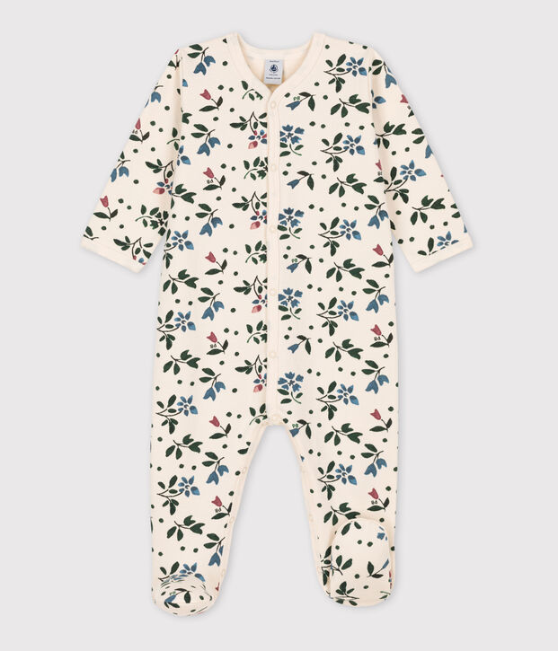 Babies' Floral Fleece Sleepsuit Ecru/multicolor