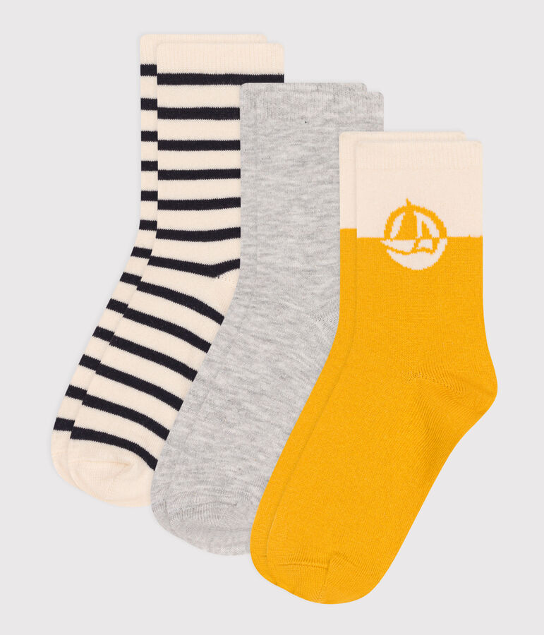 3 pairs of children's cotton socks with logo multicolor
