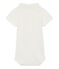 Baby boys' plain bodysuit with polo shirt collar MARSHMALLOW CN white