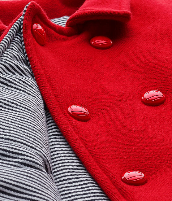 Unisex baby's pea jacket in fleece TERKUIT red
