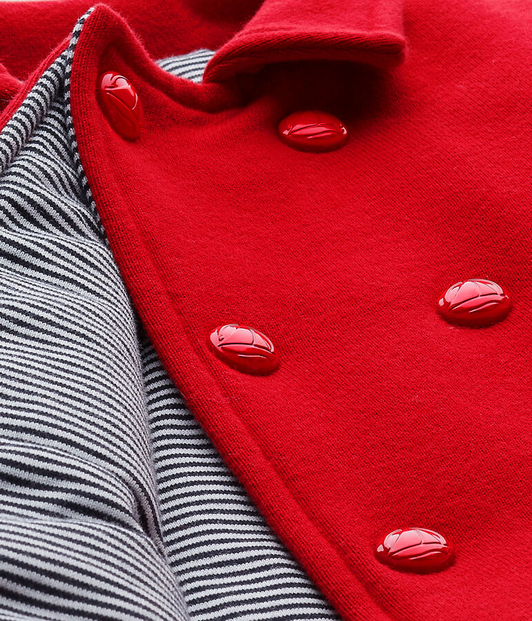 Unisex baby's pea jacket in fleece red