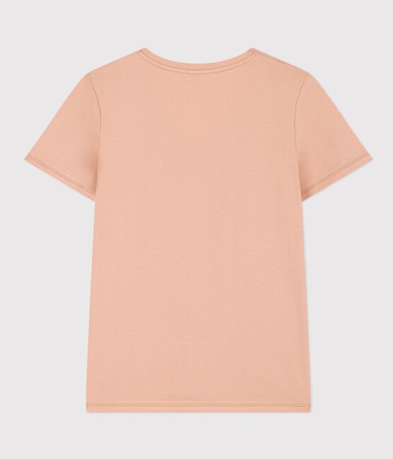 Women's Straight V-Neck Cotton T-Shirt VINTAGE beige