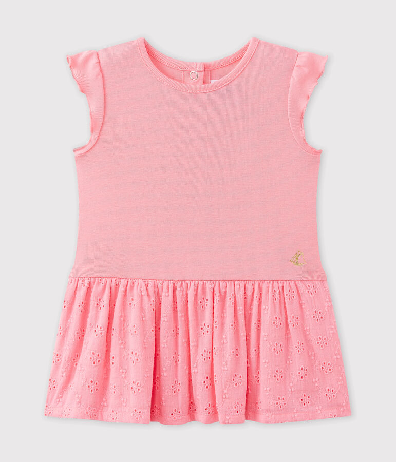 Baby girl's dress with butterfly sleeves pink