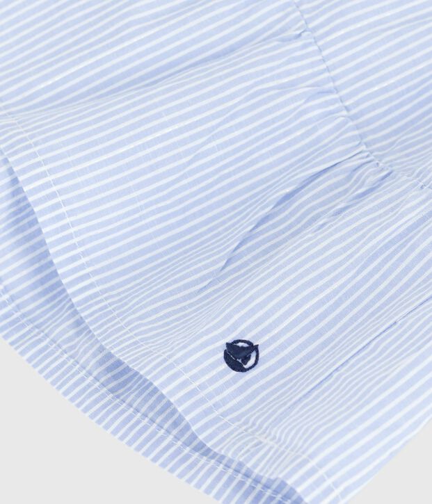 Sleeveless striped poplin dress for baby blue/multicolor