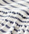 Baby Girls' Stripy Cotton and Linen Blend Short-Sleeved Dress MARSHMALLOW white/MEDIEVAL blue