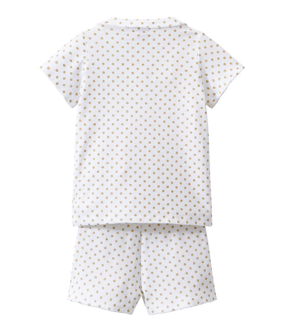 Girl's shortie pyjamas ECUME white/DORE yellow