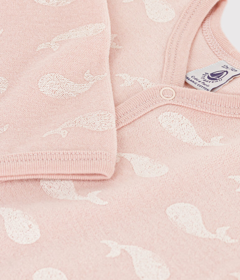 Velour Pink Whale Sleepsuit pink/white
