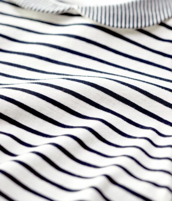 Babies' Cotton Blouse MARSHMALLOW white/SMOKING blue